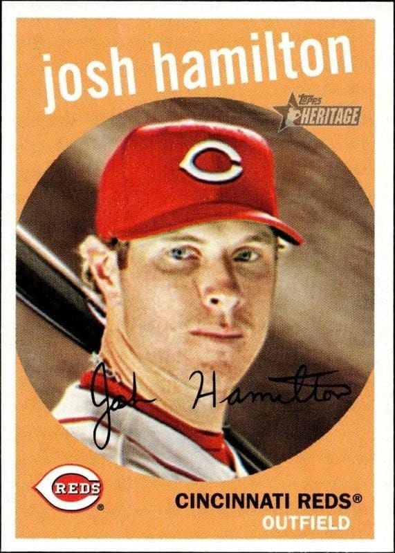 Josh Hamilton 2008 Topps Heritage #78 Baseball Trading Card - Front 2008 Topps Heritage Josh Hamilton #78 baseball trading card front