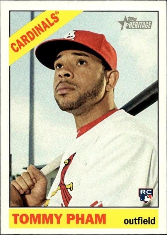 Tommy Pham 2015 Topps Heritage #567 Baseball Trading Card - Front 2015 Topps Heritage Tommy Pham #567 baseball trading card front