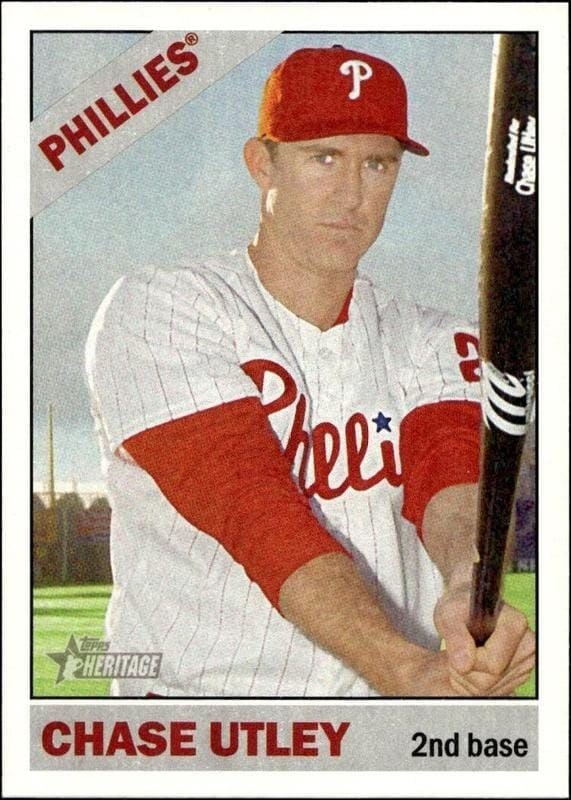 Chase Utley 2015 Topps Heritage #170 Baseball Trading Card - Front 2015 Topps Heritage Chase Utley #170 baseball trading card front