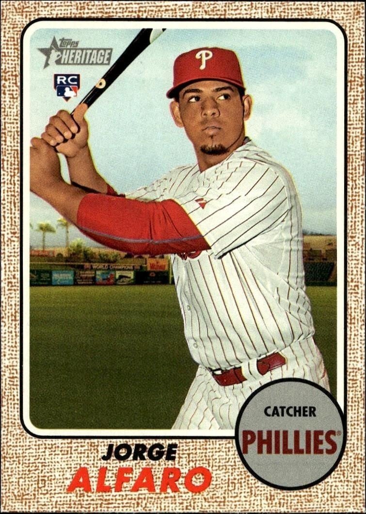 Jorge Alfaro 2017 Topps Heritage #639 Baseball Trading Card - Front 2017 Topps Heritage Jorge Alfaro #639 baseball trading card front