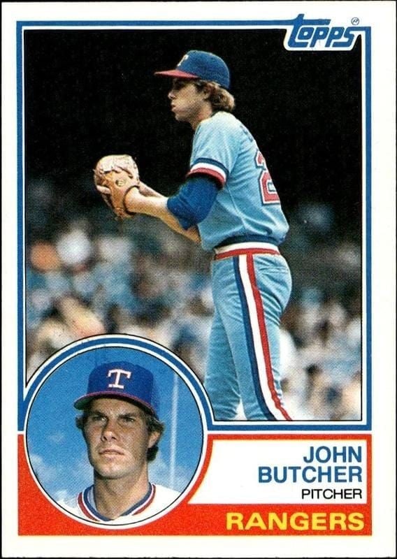 John Butcher 1983 Topps #534 Baseball Trading Card - Front 1983 Topps John Butcher #534 baseball trading card front