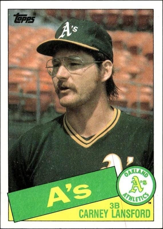 Carney Lansford 1985 Topps #422 Baseball Trading Card - Front 1985 Topps Carney Lansford #422 baseball trading card front
