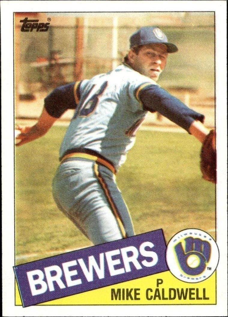 Mike Caldwell 1985 Topps #419 Baseball Trading Card - Front 1985 Topps Mike Caldwell #419 baseball trading card front