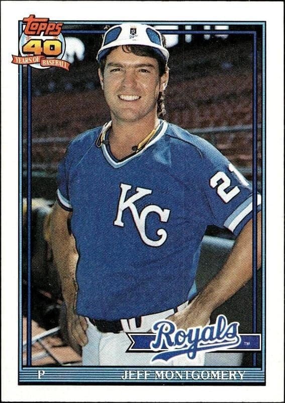 Jeff Montgomery 1991 Topps #371 Baseball Trading Card - Front 1991 Topps Jeff Montgomery #371 baseball trading card front