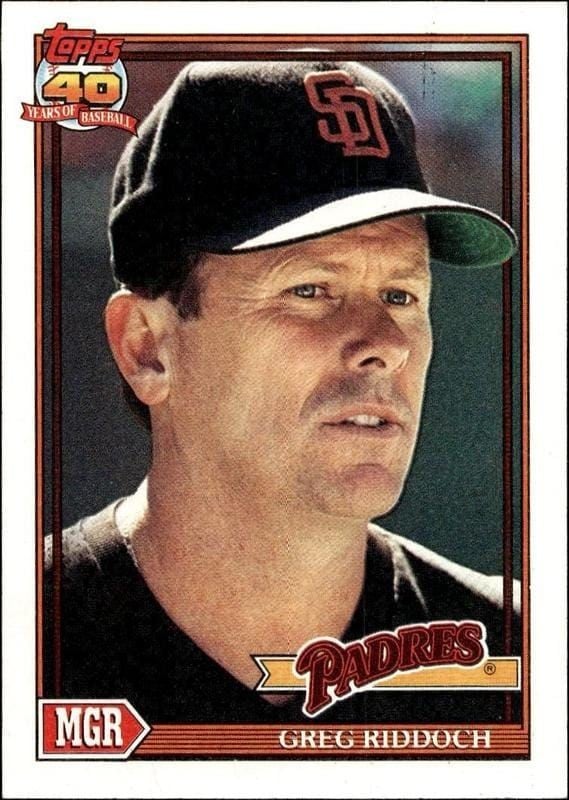 Greg Riddoch 1991 Topps #109 Baseball Trading Card - Front 1991 Topps Greg Riddoch #109 baseball trading card front