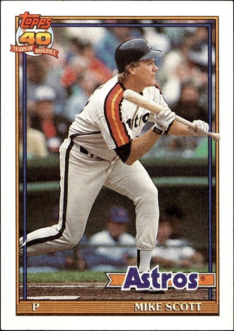 Mike Scott 1991 Topps #240 Baseball Trading Card - Front 1991 Topps Mike Scott #240 baseball trading card front