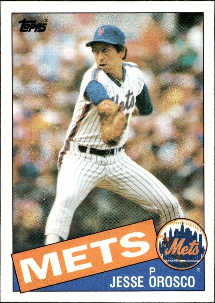 Jesse Orosco 1985 Topps #250 Baseball Trading Card - Front 1985 Topps Jesse Orosco #250 baseball trading card front