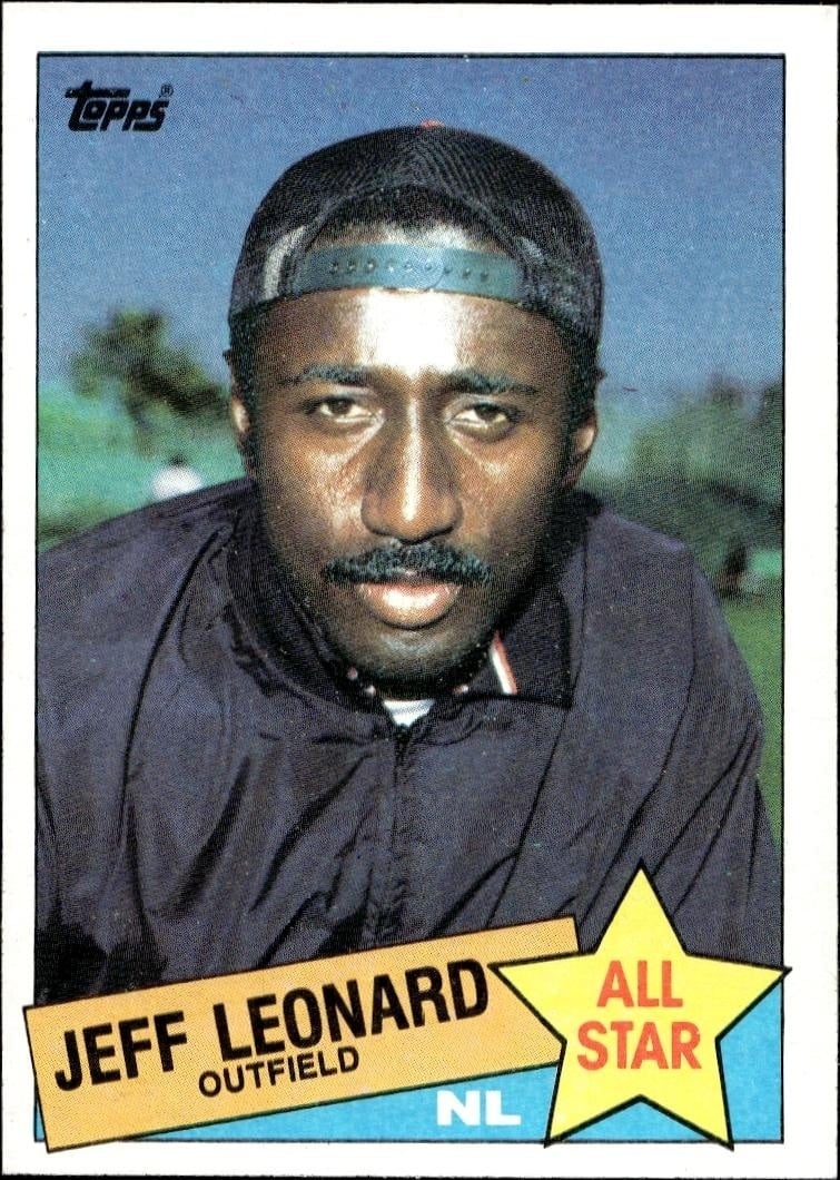 Jeff Leonard 1985 Topps #718 Baseball Trading Card - Front 1985 Topps Jeff Leonard #718 baseball trading card front