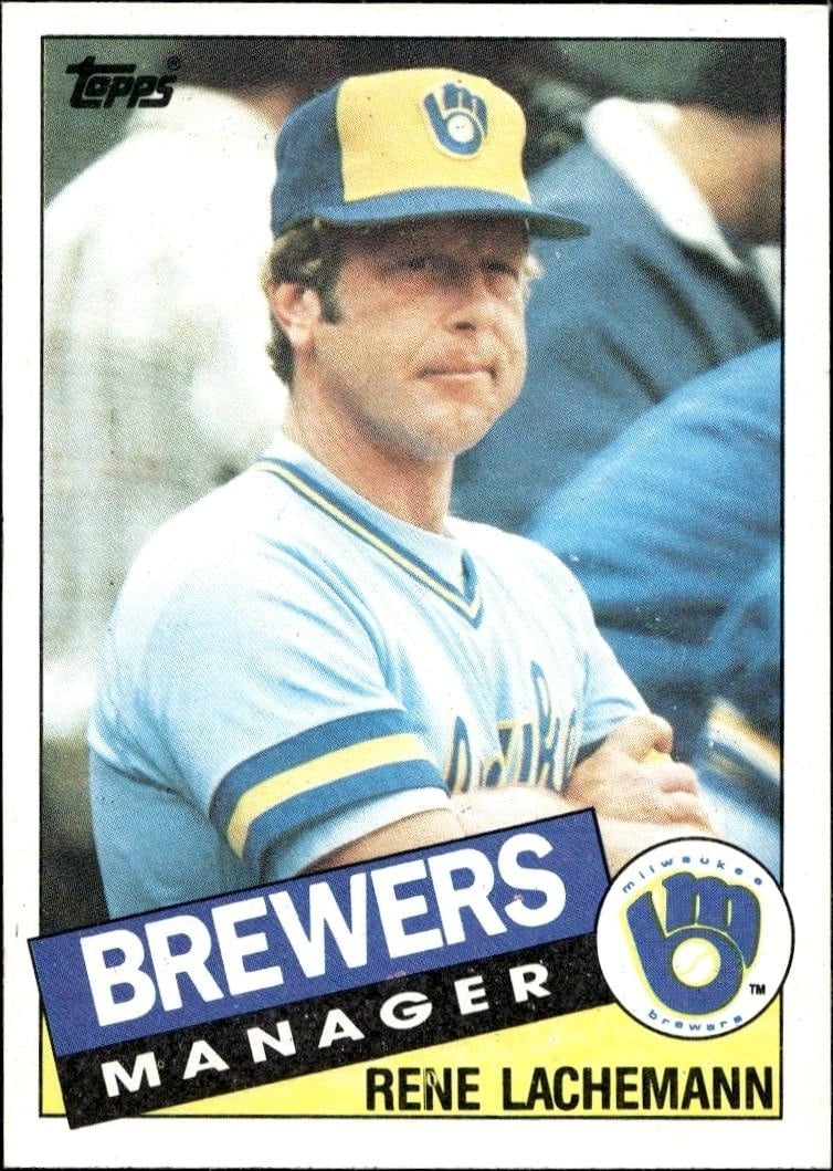 Rene Lachemann 1985 Topps #628 Baseball Trading Card - Front 1985 Topps Rene Lachemann #628 baseball trading card front