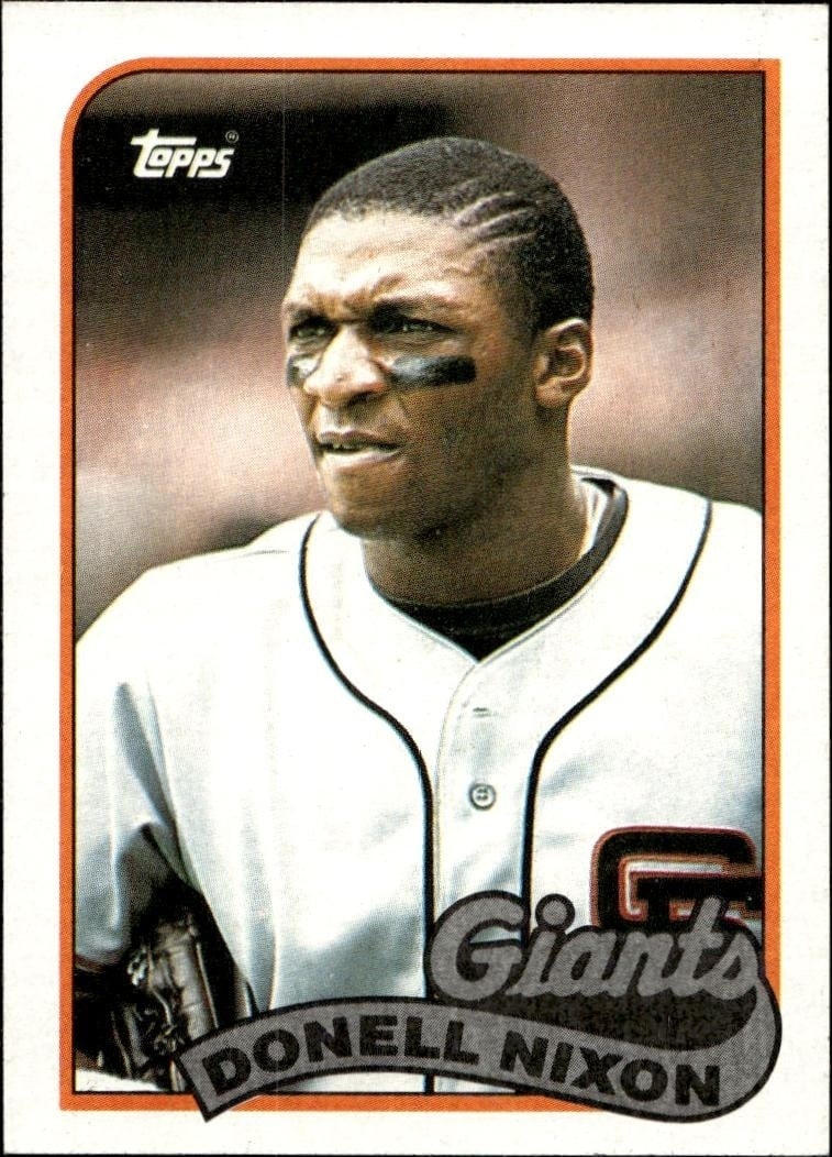 Donell Nixon 1989 Topps #447 Baseball Trading Card - Front 1989 Topps Donell Nixon #447 baseball trading card front