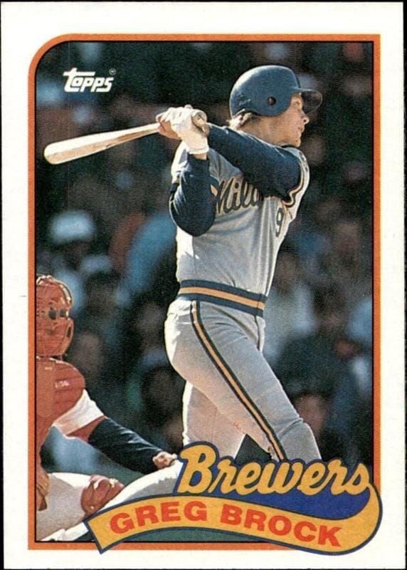 Greg Brock 1989 Topps #517 Baseball Trading Card - Front 1989 Topps Greg Brock #517 baseball trading card front