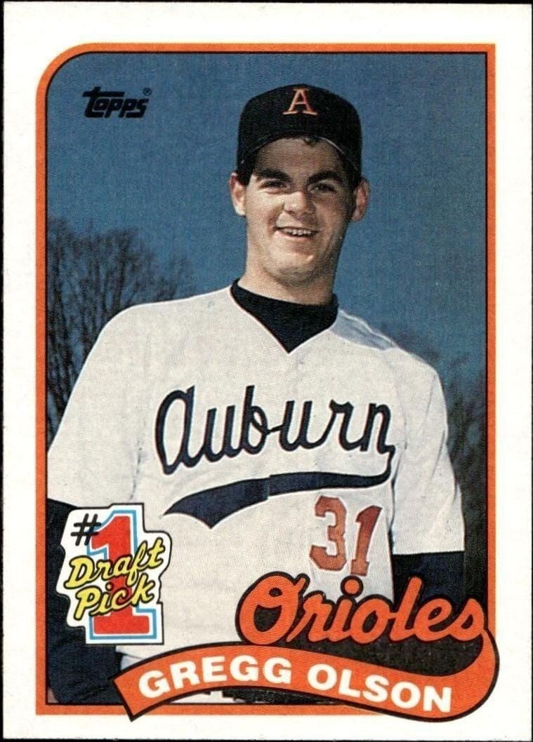 Gregg Olson 1989 Topps #161 Baseball Trading Card - Front 1989 Topps Gregg Olson #161 baseball trading card front