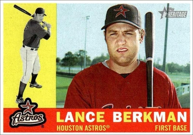 Lance Berkman 2009 Topps Heritage #271 Baseball Trading Card - Front 2009 Topps Heritage Lance Berkman #271 baseball trading card front