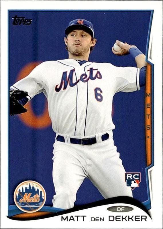 Matt den Dekker 2014 Topps Series 2 #510 Baseball Trading Card - Front 2014 Topps Series 2 Matt den Dekker #510 baseball trading card front