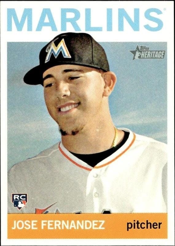 Jose Fernandez 2013 Topps Heritage High Number #H504 Baseball Trading Card - Front 2013 Topps Heritage High Number Jose Fernandez #H504 baseball trading card front
