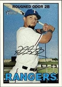 Rougned Odor 2016 Topps Heritage #108 Baseball Trading Card - Front 2016 Topps Heritage Rougned Odor #108 baseball trading card front