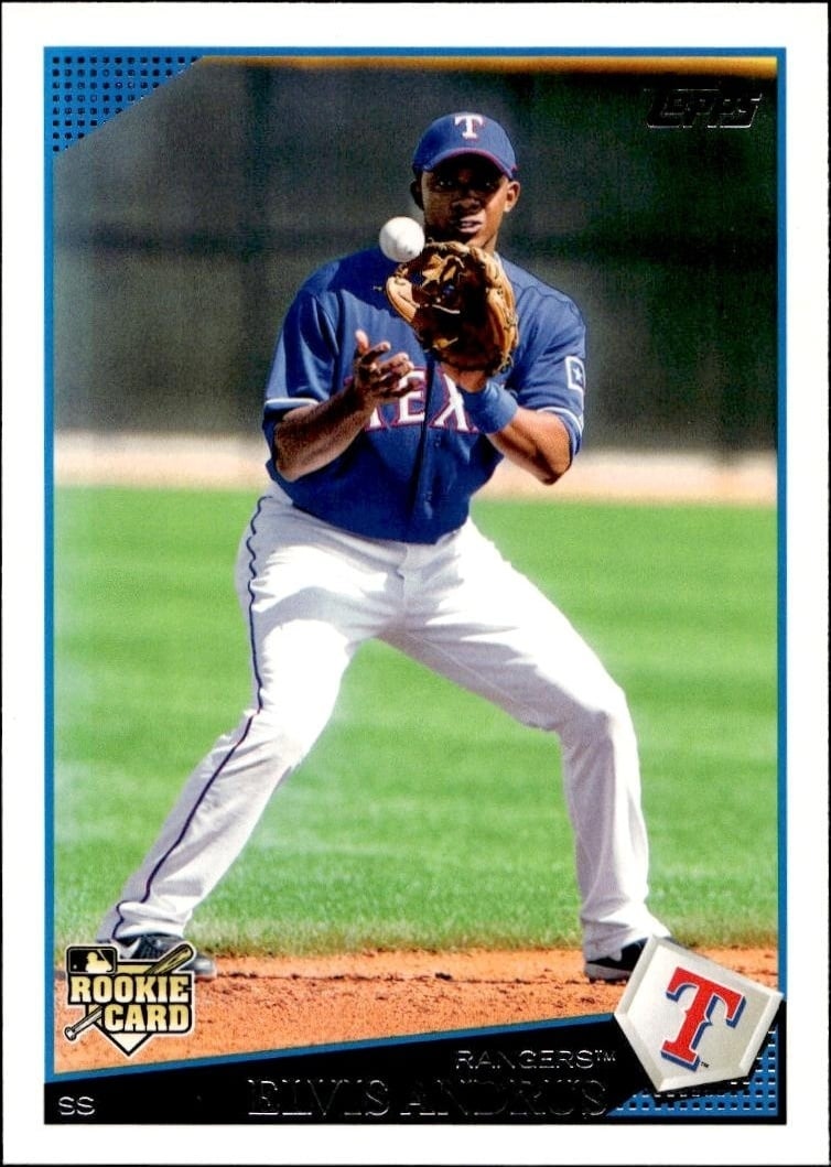 Elvis Andrus 2009 Topps Series 2 #591 Baseball Trading Card - Front 2009 Topps Series 2 Elvis Andrus #591 baseball trading card front