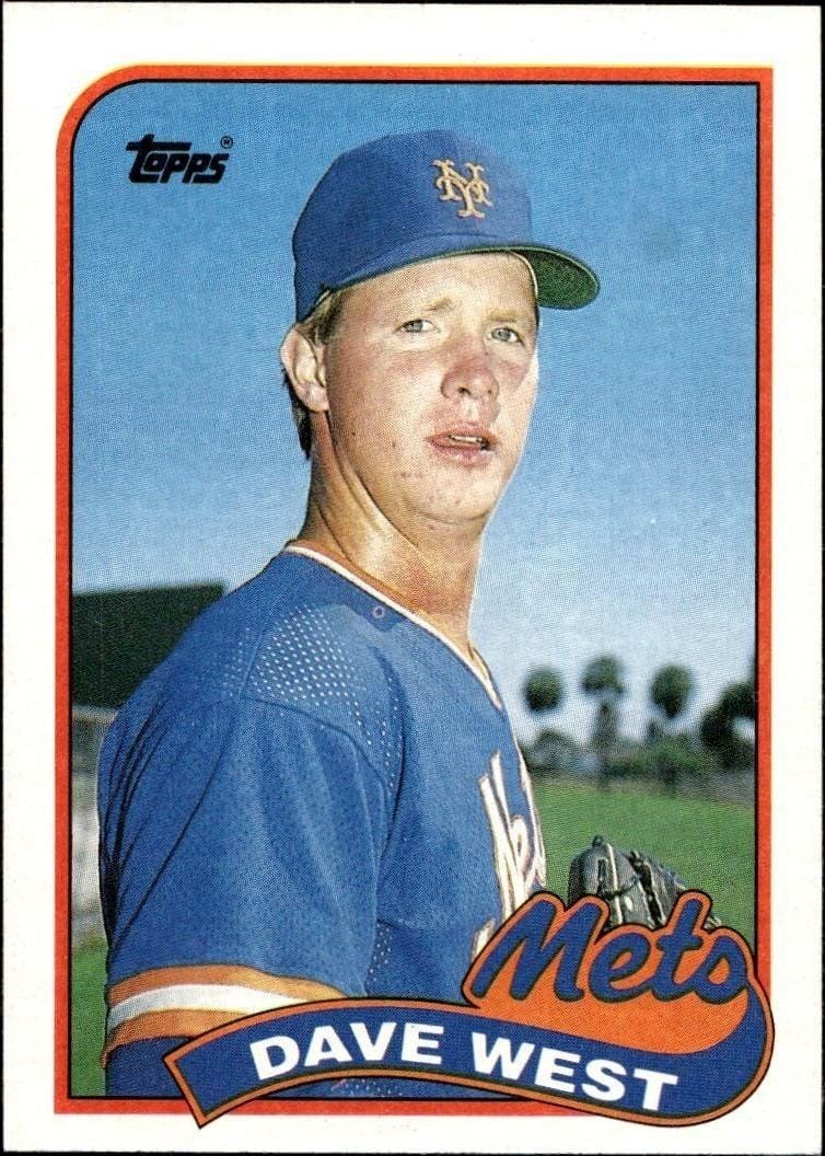 Dave West 1989 Topps #787 Baseball Trading Card - Front 1989 Topps Dave West #787 baseball trading card front