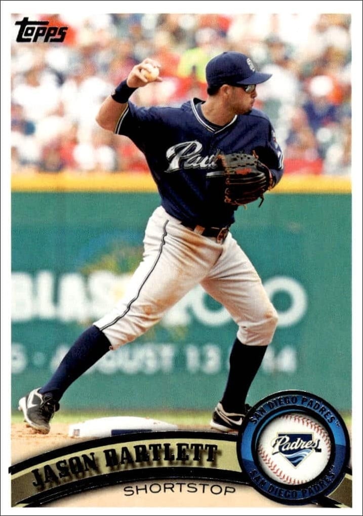 Jason Bartlett 2011 Topps Series 2 #584 Baseball Trading Card - Front 2011 Topps Series 2 Jason Bartlett #584 baseball trading card front