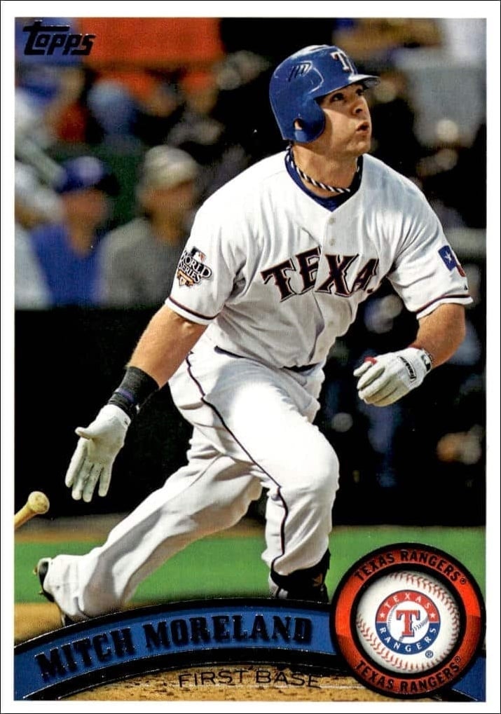2011 Topps Series 2 Mitch Moreland #634 trading card