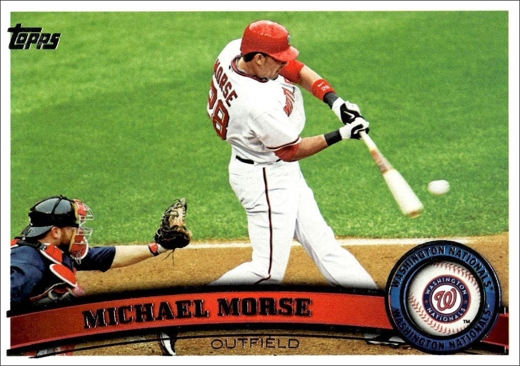 Mike Morse 2011 Topps Series 2 #518 Baseball Trading Card - Front 2011 Topps Series 2 Mike Morse #518 baseball trading card front