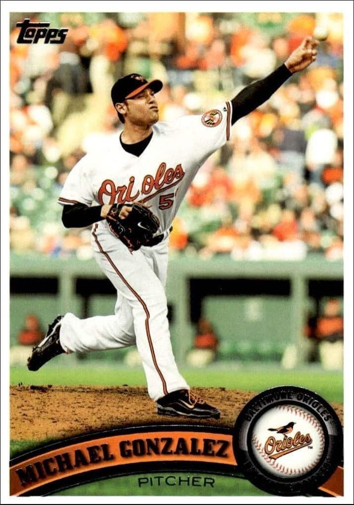 Mike Gonzalez 2011 Topps Series 2 #381 Baseball Trading Card - Front 2011 Topps Series 2 Mike Gonzalez #381 baseball trading card front