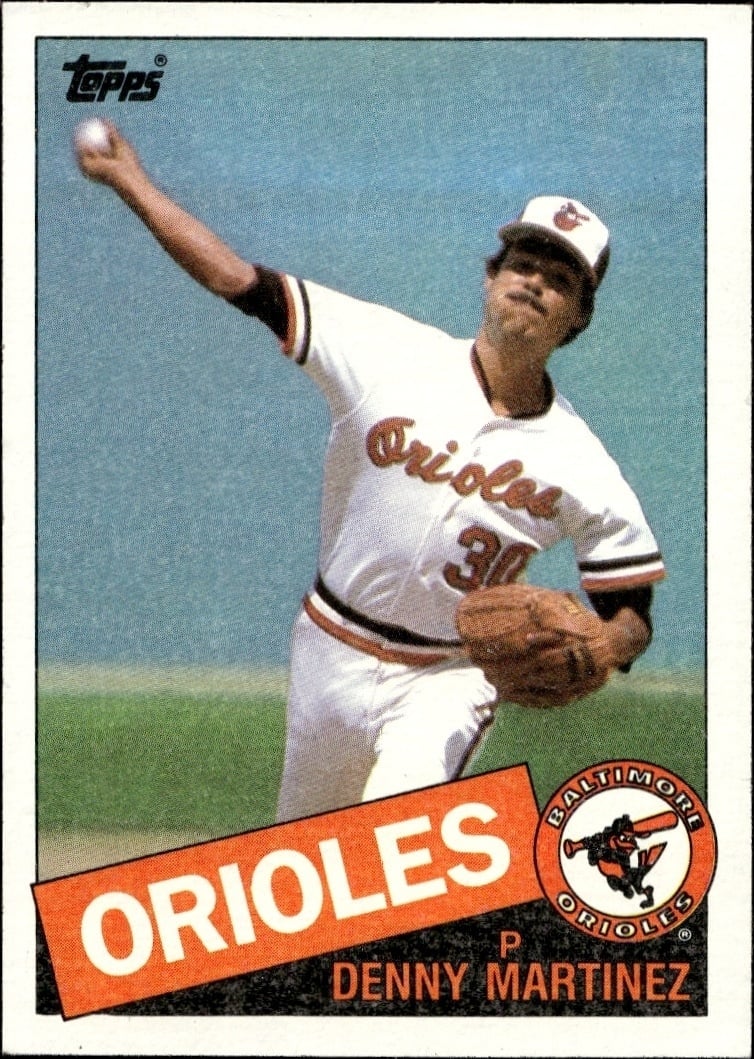Denny Martinez 1985 Topps #199 Baseball Trading Card - Front 1985 Topps Denny Martinez #199 baseball trading card front