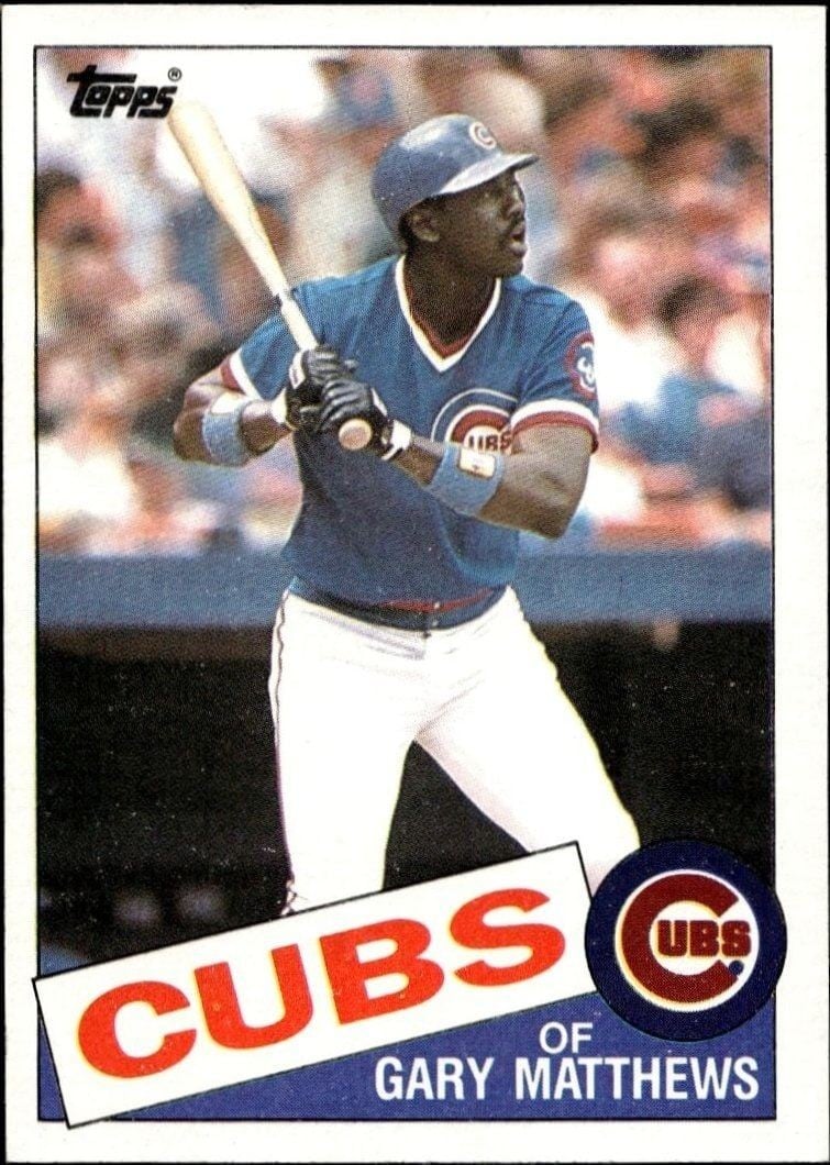 Gary Matthews 1985 Topps #210 Baseball Trading Card - Front 1985 Topps Gary Matthews #210 baseball trading card front