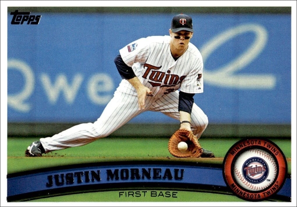 Justin Morneau 2011 Topps #293 Baseball Trading Card - Front 2011 Topps Justin Morneau #293 baseball trading card front