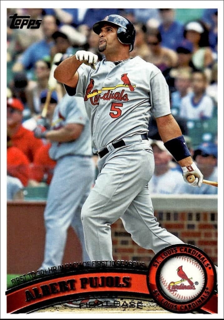 Albert Pujols 2011 Topps Series 2 #547 Baseball Trading Card - Front 2011 Topps Series 2 Albert Pujols #547 baseball trading card front