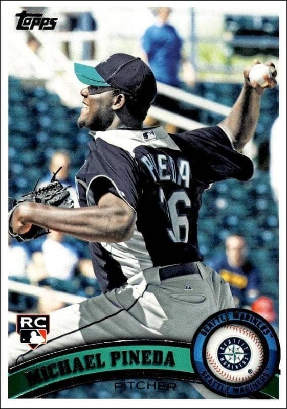 Michael Pineda 2011 Topps Series 2 #595 Baseball Trading Card - Front 2011 Topps Series 2 Michael Pineda #595 baseball trading card front
