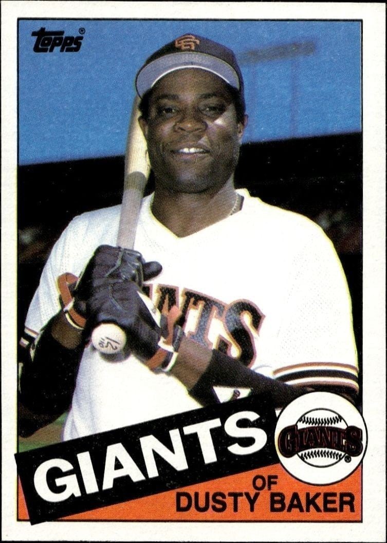 Dusty Baker 1985 Topps #165 Baseball Trading Card - Front 1985 Topps Dusty Baker #165 baseball trading card front