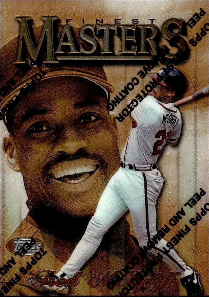 Fred McGriff 1997 Topps Finest #186 Baseball Trading Card - Front 1997 Topps Finest Fred McGriff #186 baseball trading card front