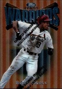 Brian Jordan 1997 Topps Finest #3 Baseball Trading Card - Front 1997 Topps Finest Brian Jordan #3 baseball trading card front