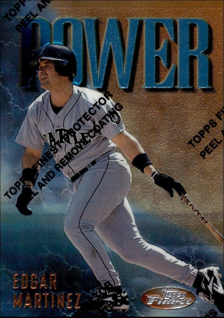Edgar Martinez 1997 Topps Finest #99 Baseball Trading Card - Front 1997 Topps Finest Edgar Martinez #99 baseball trading card front
