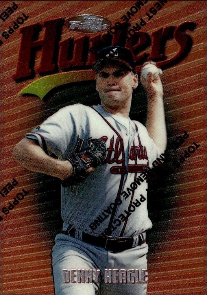 Denny Heagle 1997 Topps Finest #80 Baseball Trading Card - Front 1997 Topps Finest Denny Heagle #80 baseball trading card front