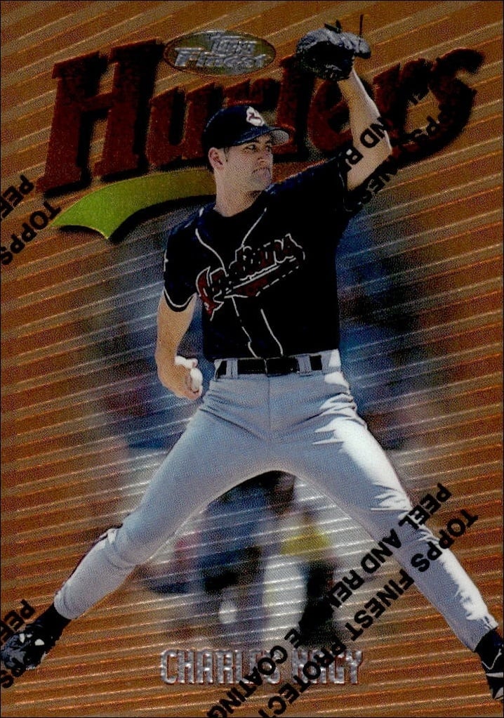 Charles Nagy 1997 Topps Finest #7 Baseball Trading Card - Front 1997 Topps Finest Charles Nagy #7 baseball trading card front