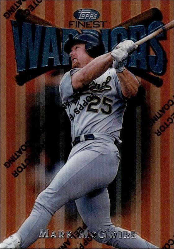 Mark McGwire 1997 Topps Finest #30 Baseball Trading Card - Front 1997 Topps Finest Mark McGwire #30 baseball trading card front