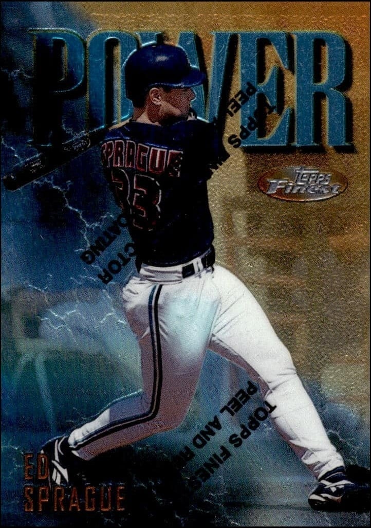 Ed Sprague 1997 Topps Finest #257 Baseball Trading Card - Front 1997 Topps Finest Ed Sprague #257 baseball trading card front