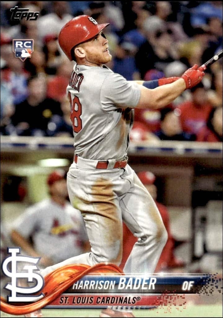 Harrison Bader 2018 Topps #21 Baseball Trading Card - Front 2018 Topps Harrison Bader #21 baseball trading card front