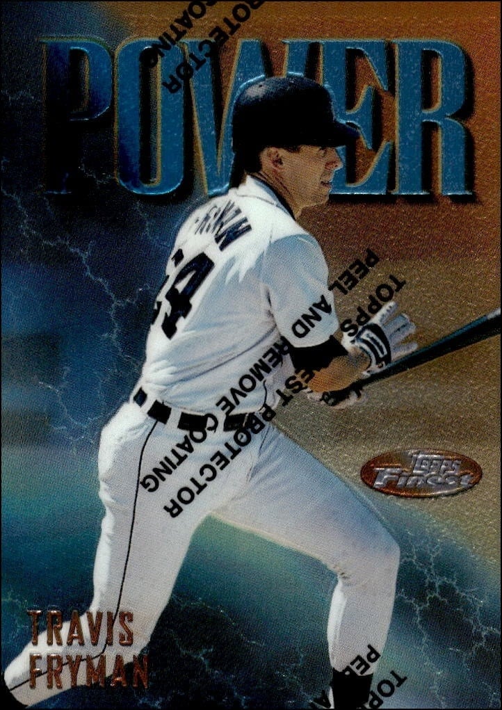 Travis Fryman 1997 Topps Finest #18 Baseball Trading Card - Front 1997 Topps Finest Travis Fryman #18 baseball trading card front