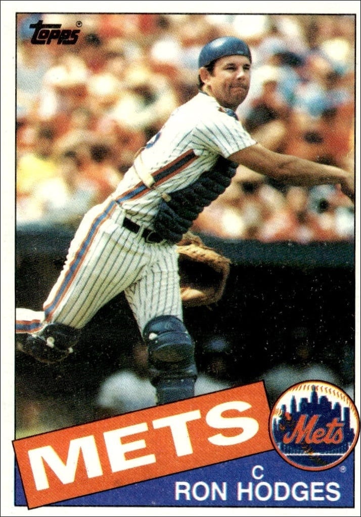 Ron Hodges 1985 Topps #363 Baseball Trading Card - Front 1985 Topps Ron Hodges #363 baseball trading card front