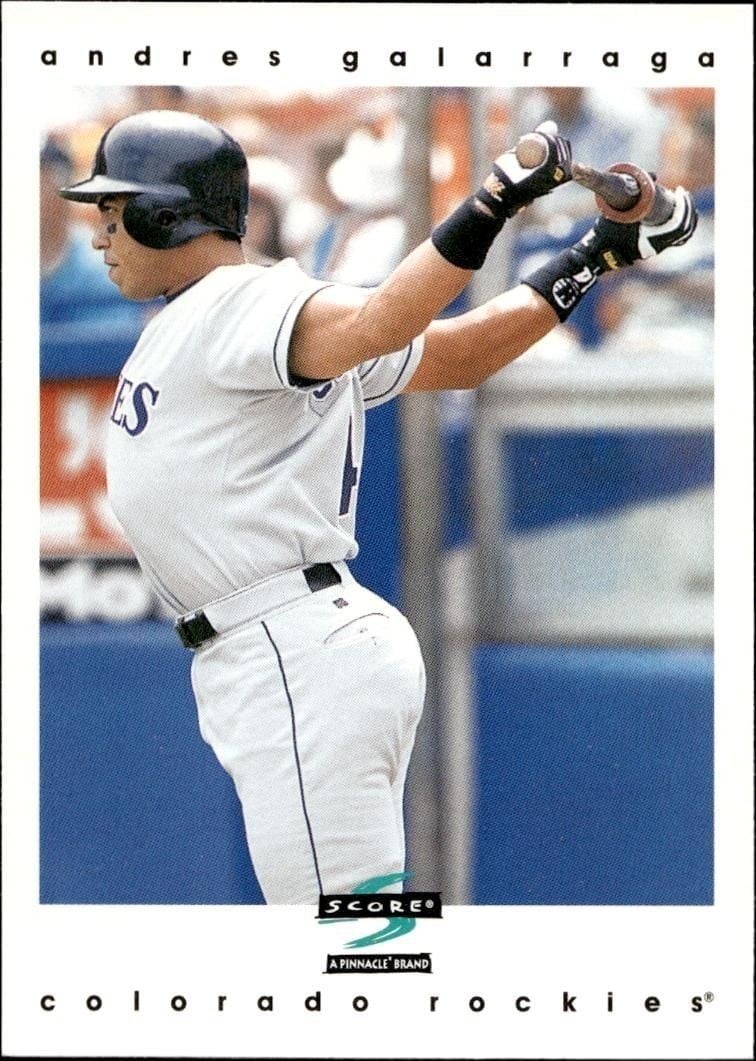 Andres Galarraga 1997 Pinnacle Score #155 Baseball Trading Card - Front 1997 Pinnacle Score Andres Galarraga #155 baseball trading card front
