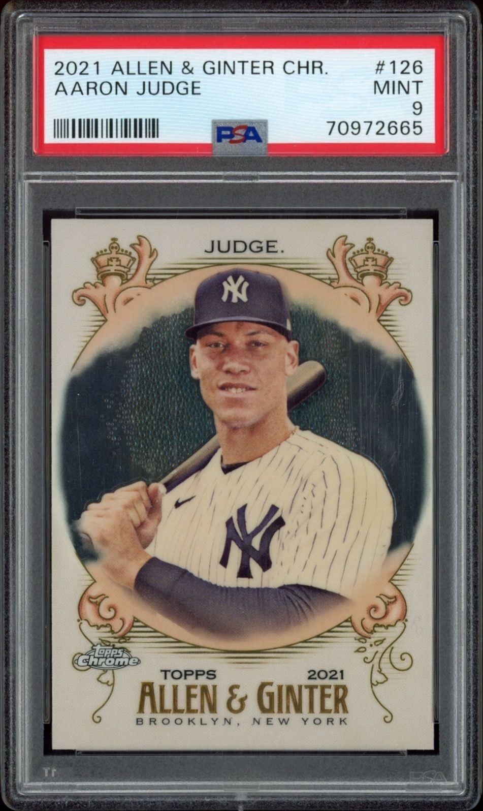 Aaron Judge 2021 Topps Allen & Ginter Chrome #126 Baseball Trading Card - Front 2021 Topps Allen & Ginter Chrome Aaron Judge #126 baseball trading card front