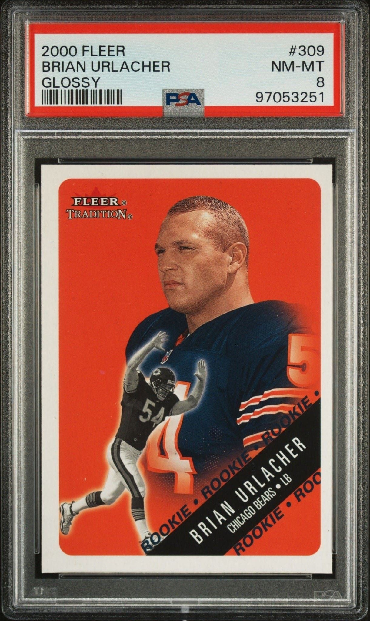 Brian Urlacher 2000 Fleer Tradition #309 Football Trading Card - Front 2000 Fleer Tradition Brian Urlacher #309 football trading card front