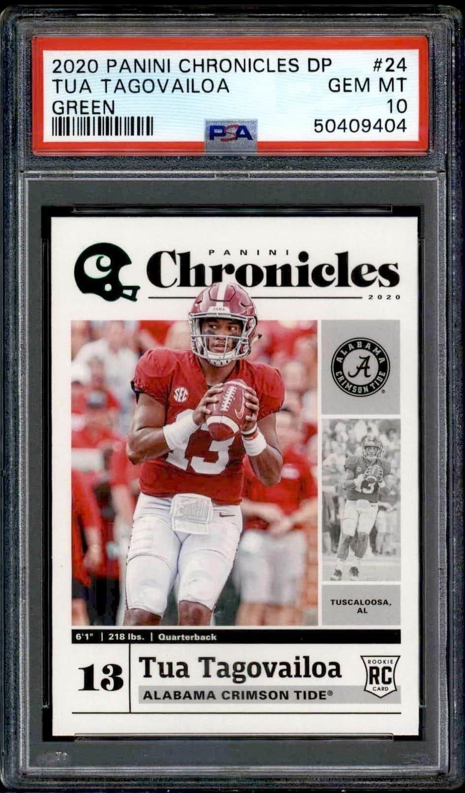 Tua Tagovailoa 2020 Panini Chronicles Draft Picks #24 Football Trading Card - Front 2020 Panini Chronicles Draft Picks Tua Tagovailoa #24 football trading card front