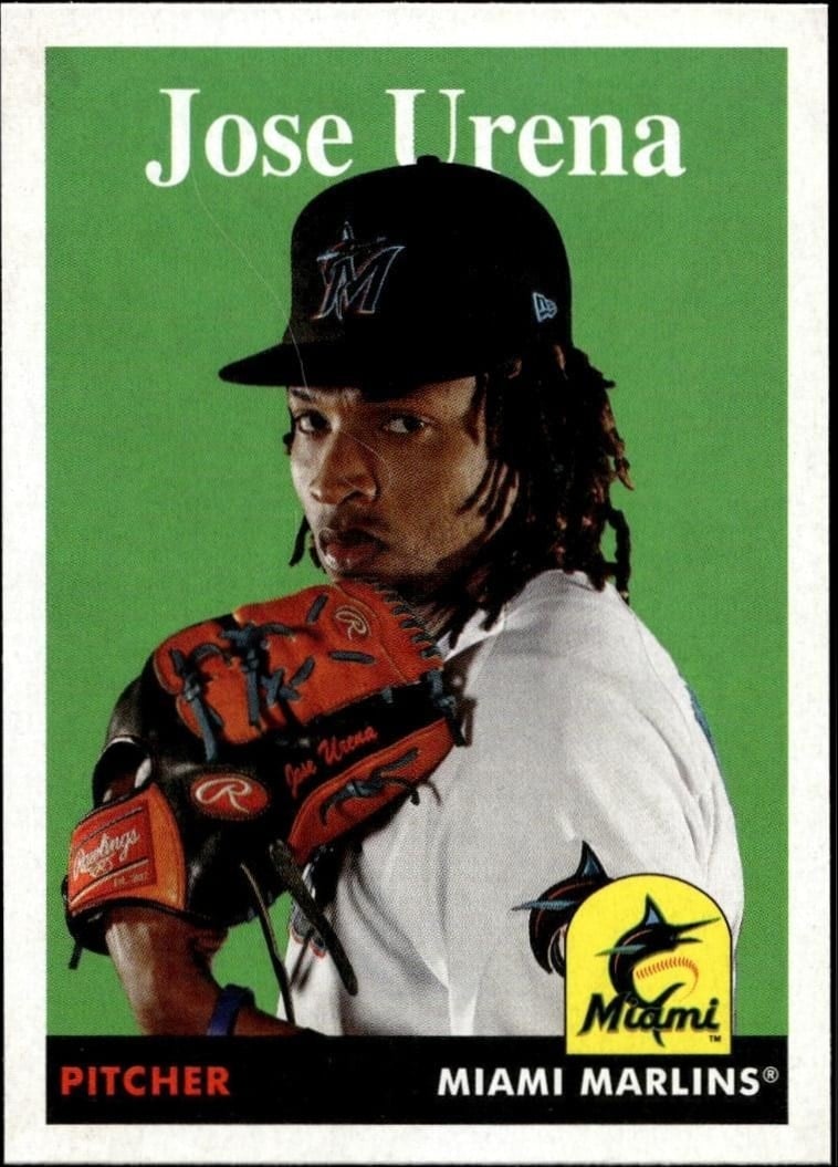 Jose Urena 2019 Topps Archives #32 Baseball Trading Card - Front 2019 Topps Archives Jose Urena #32 baseball trading card front