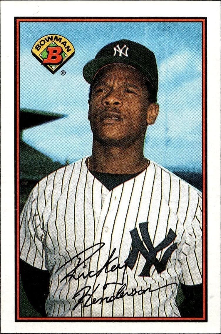 Rickey Henderson 1989 Bowman #181 Baseball Trading Card - Front 1989 Bowman Rickey Henderson #181 baseball trading card front