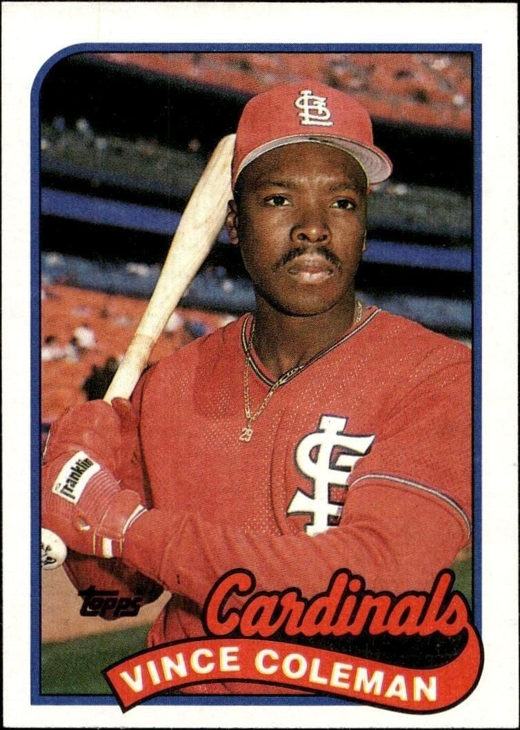 Vince Coleman 1989 Topps #90 Baseball Trading Card - Front 1989 Topps Vince Coleman #90 baseball trading card front