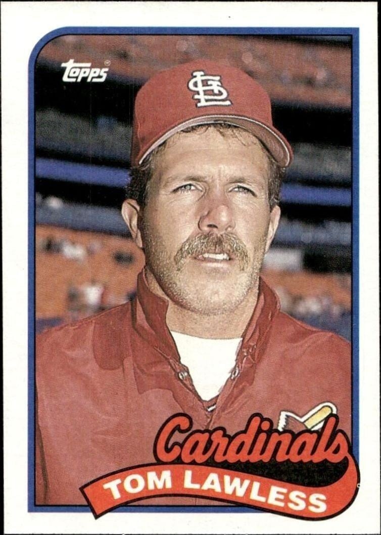Tom Lawless 1989 Topps #312 Baseball Trading Card - Front 1989 Topps Tom Lawless #312 baseball trading card front